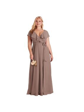 Birdy Grey Taupe Flutter Sleeve Chiffon Maxi Dress Wedding Bridesmaid Formal 2X